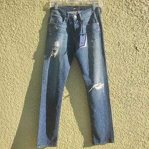 NWT 3x1 Straight Leg Button Fly Distressed Denim Jeans